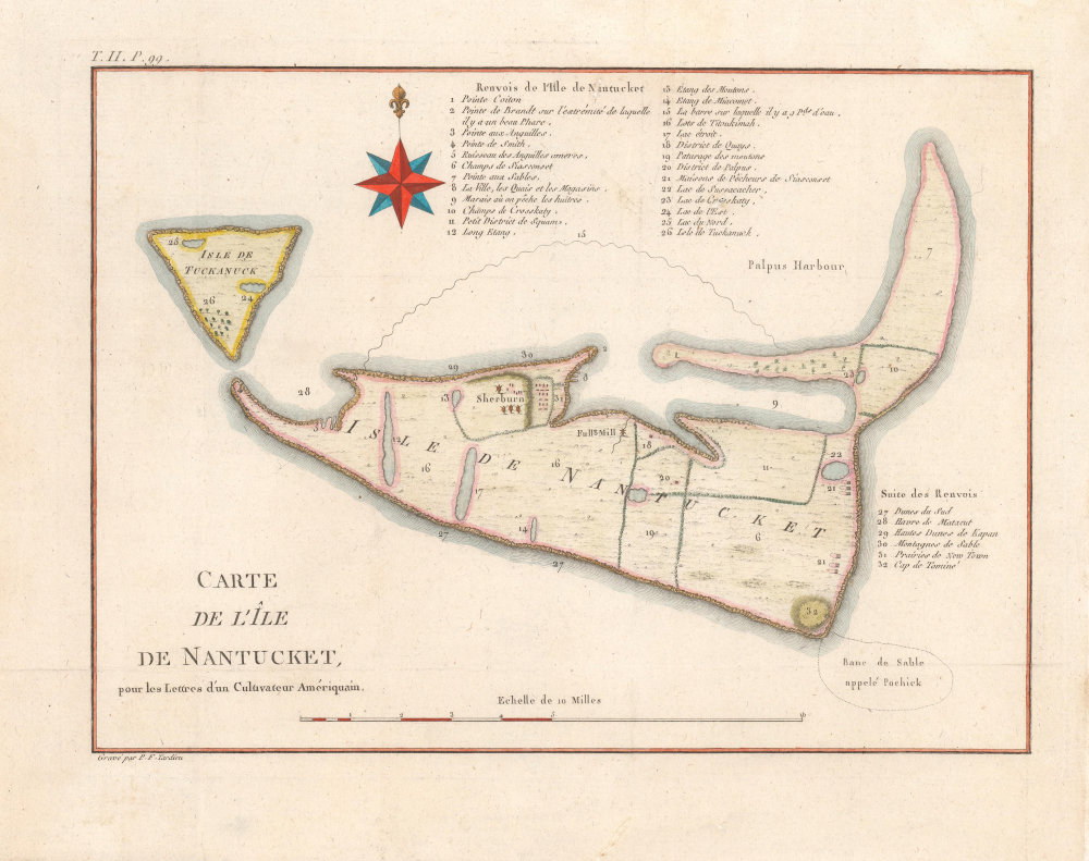 1785 Tardieu / Crevecoeur Map of Nantucket Island, Massachuysetts