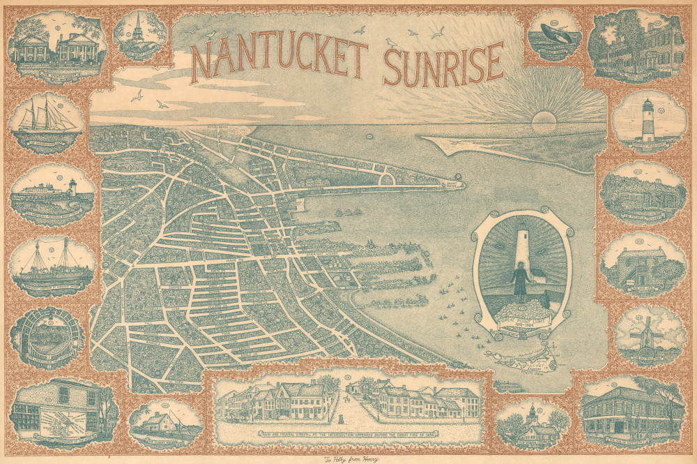 1984 Bryan-Royster Pictorial Map / View of Nantucket, Massachusetts