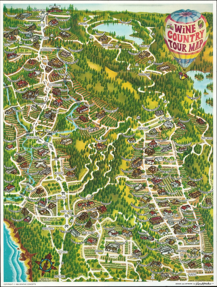 Wine Country Tour Map. - Main View