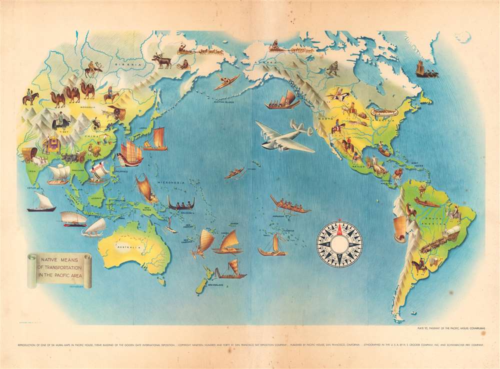 Plate VI. Pageant of the Pacific. Native Means of Transportation in the Pacific Area. - Main View