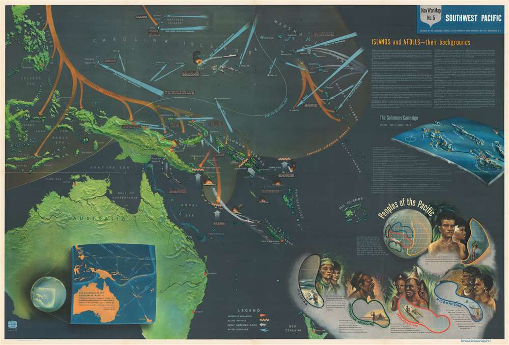 NavWarMap No. 1 The Mediterranean. / NavWarMap No. 2 The South China Sea Area. / NavWarMap No. 3 World War 2 in the North Sea Area. / NavWarMap No. 4 The North Pacific Area. / NavWarMap No. 5. Southwest Pacific. / NavWarMap No. 6 We Fight a Global War. - Alternate View 5