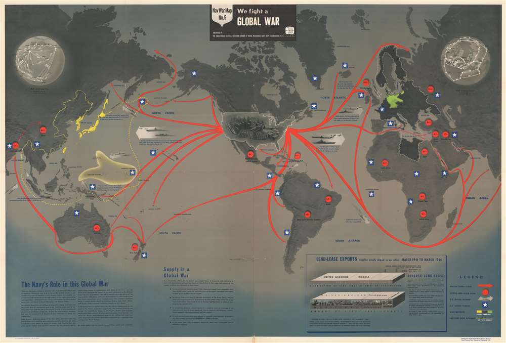 NavWarMap No. 1 The Mediterranean. / NavWarMap No. 2 The South China Sea Area. / NavWarMap No. 3 World War 2 in the North Sea Area. / NavWarMap No. 4 The North Pacific Area. / NavWarMap No. 5. Southwest Pacific. / NavWarMap No. 6 We Fight a Global War. - Alternate View 6