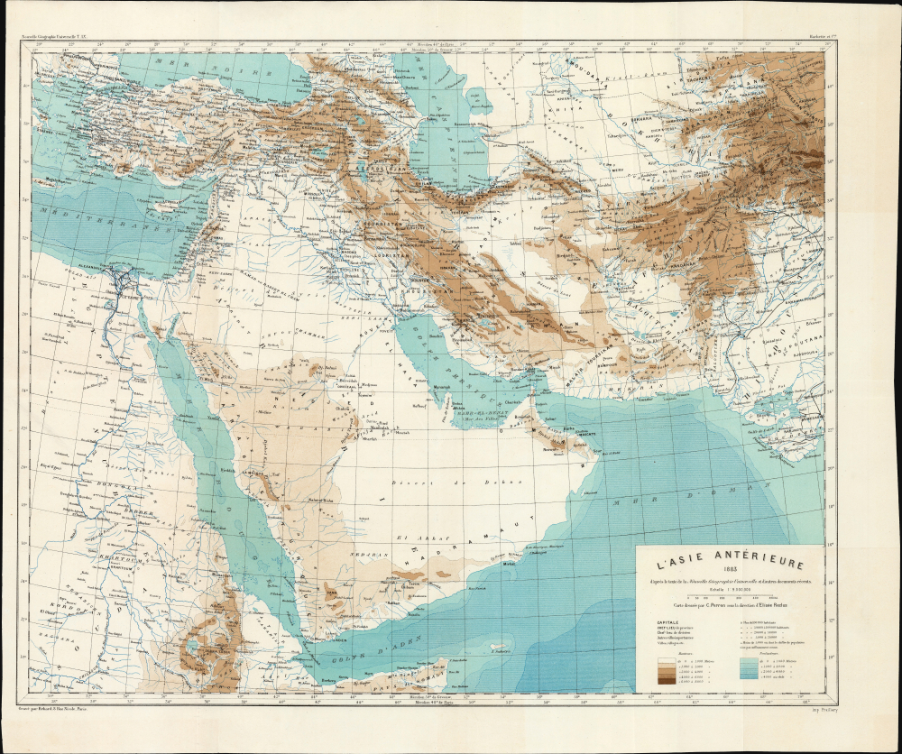 1883 Jacques Élisée Reclus Anarchist Map of the Middle East