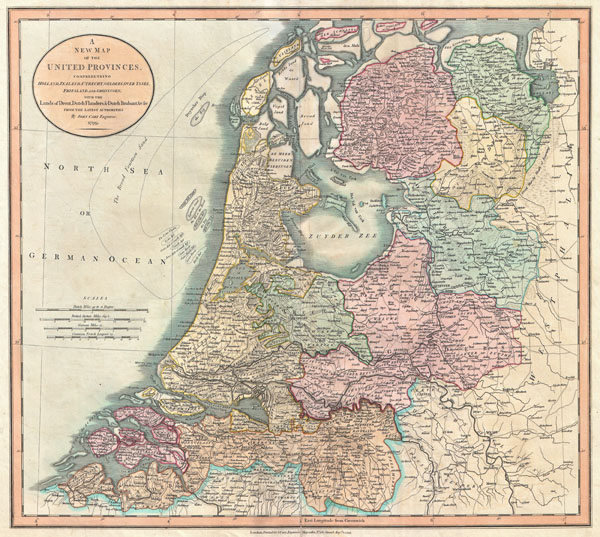 A New Map of the United Provinces, comprehending Holland, Zealand, Utrecht, Gelders, Over Yssel, Friesland and Groningen; with the Lands of Drent, Dutch Flanders, & Dutch Brabant &c &c from the Latest Authorities. - Main View