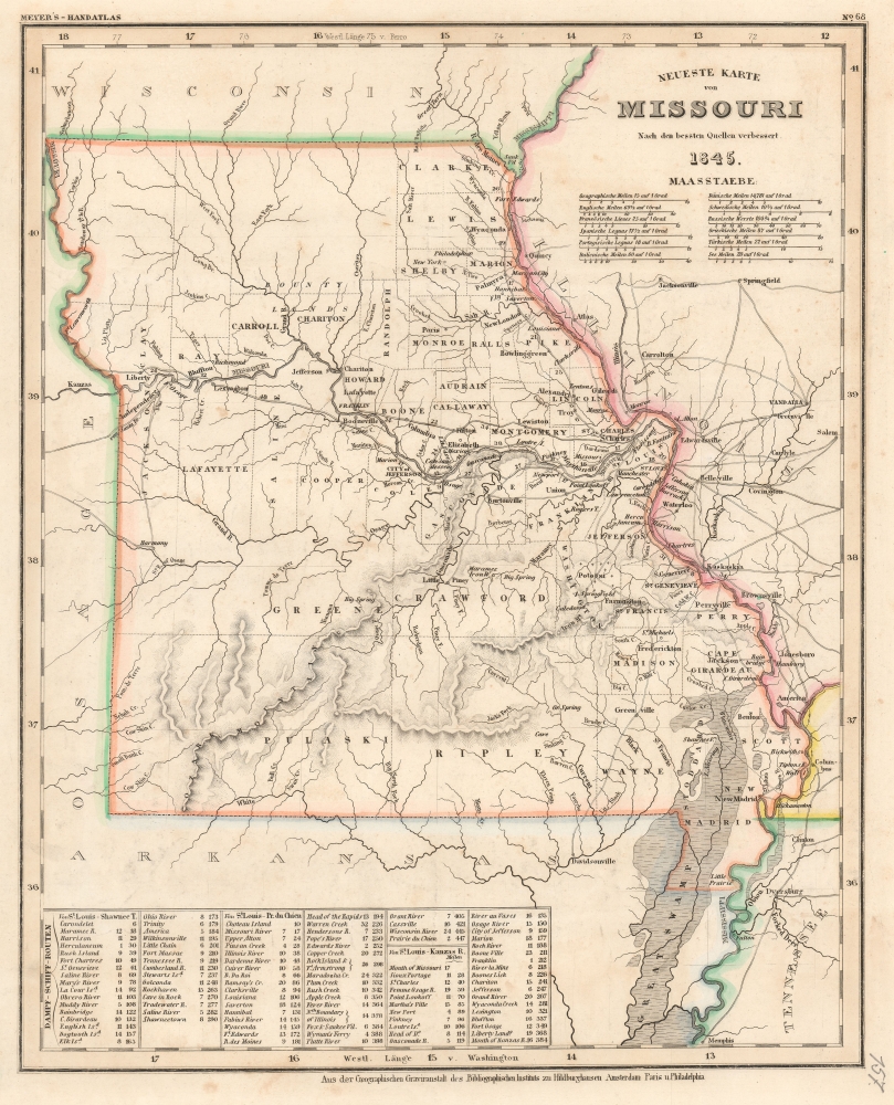 Neueste Karte von Missouri Nach den bessten Quellen verbessert. - Main View