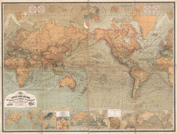 Neueste Karte Der Erde Mit Rucksicht Auf Das Bedurfniss Des Handelstandes Sowie Fur Den Unterricht An Leher Anstalten Geographicus Rare Antique Maps