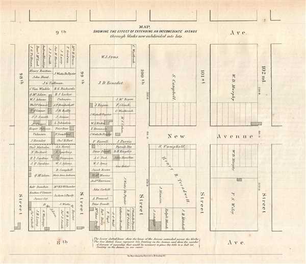 Map Showing the Effect of Extending an Intermediate Avenue through blocks now subdivided into lots. - Main View