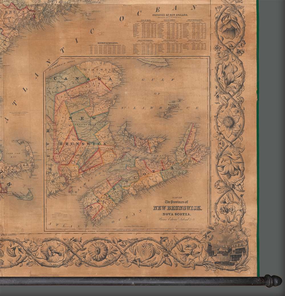 Colton's Railroad and Township Map of New England with Portions of the State of New York, The British Provinces, and co. - Alternate View 5