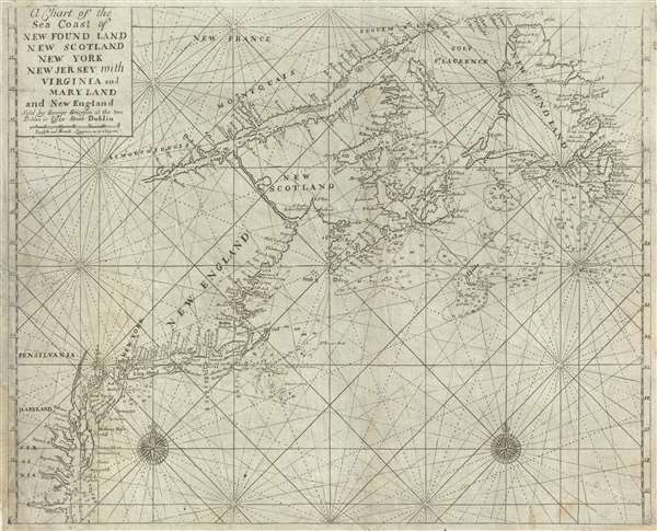 A Chart of the Sea Coast of New Found Land, New Scotland, New York, New Jersey, with Virginia and Maryland and New England. - Main View