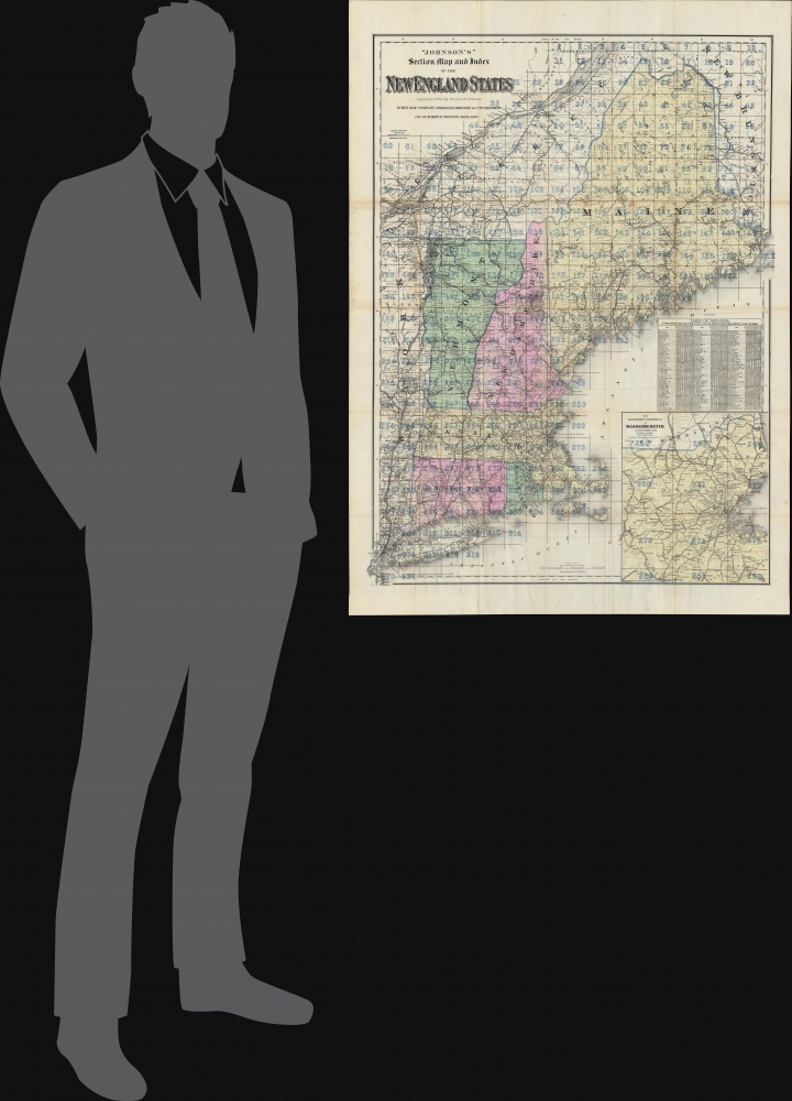 'Johnson's' Section Map and Index of the New England States. / Johnson's Complete Index Map of the New England States. - Alternate View 1