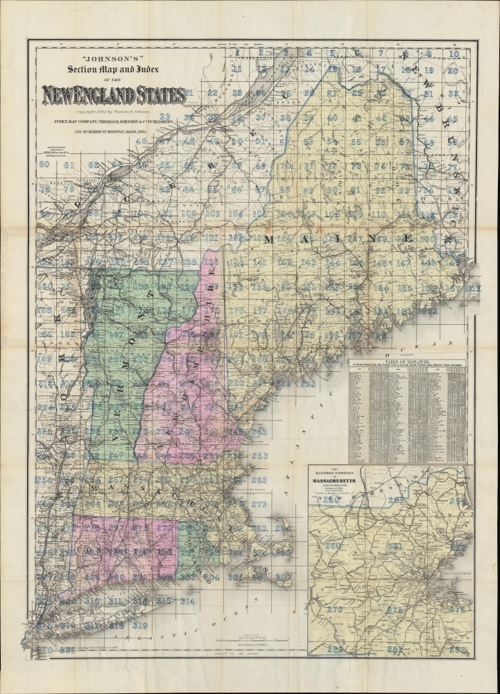 'Johnson's' Section Map and Index of the New England States. / Johnson's Complete Index Map of the New England States. - Main View