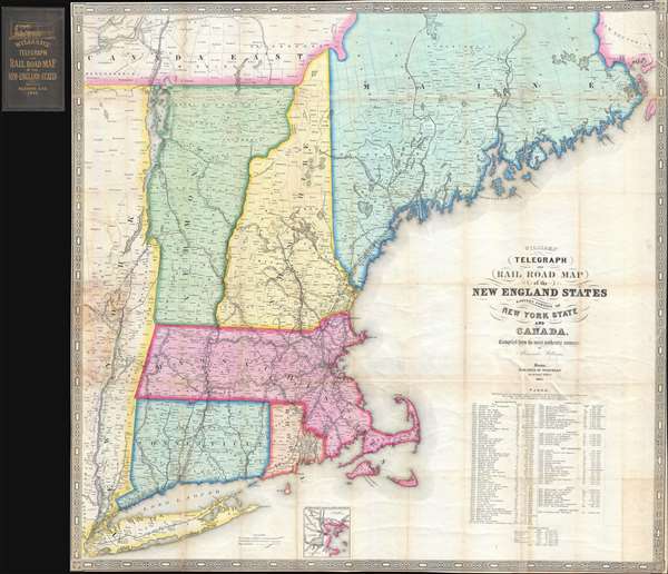 Williams' Telegraph and Rail Road Map of the New England States Eastern Portion of New York State and Canada. - Main View