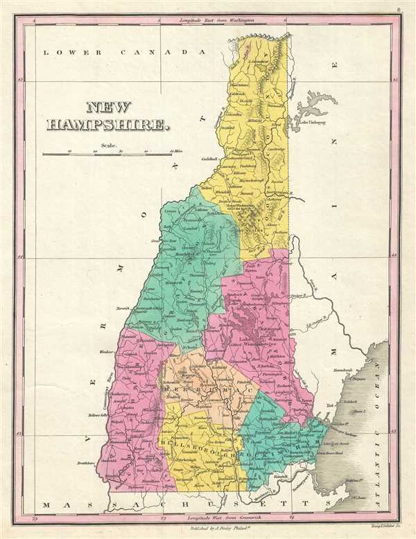 1828 Finley Map of New Hampshire