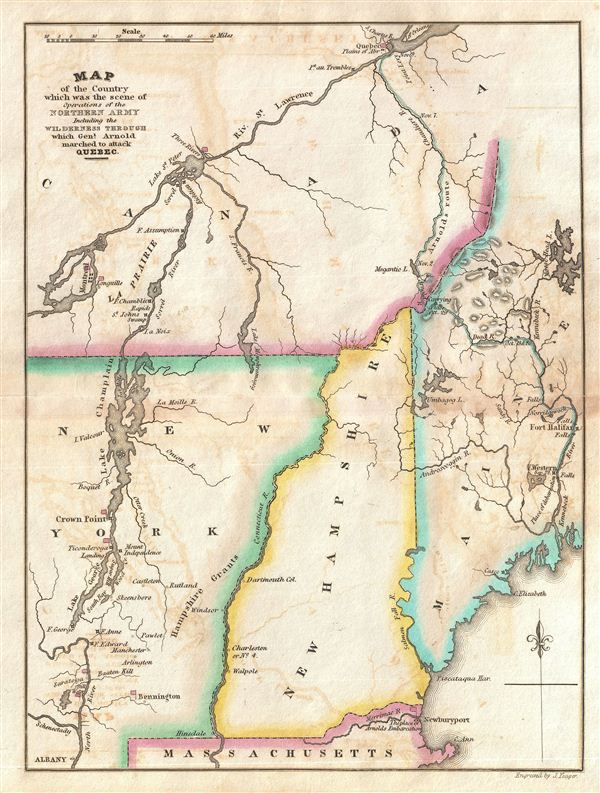 Map of the Country which was the scene of the Northern Army Including the Wilderness through which Gen. Arnold marched to attack Quebec. - Main View