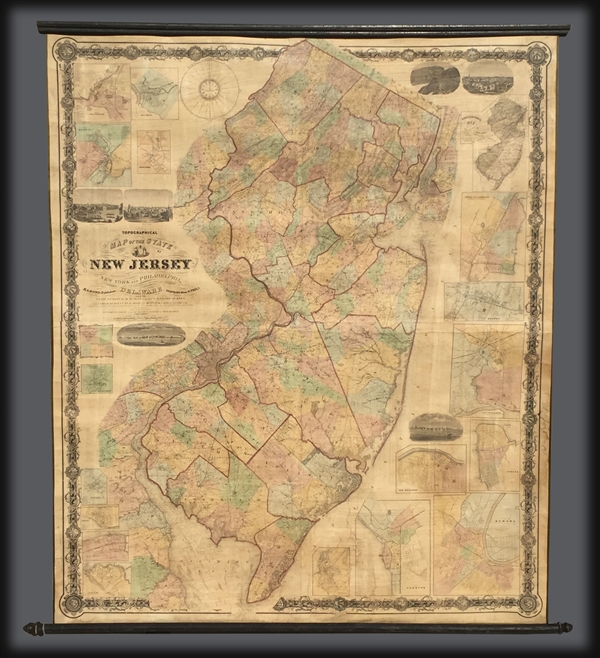 Topographical map of the State of New Jersey together with the vicinities of New York and Philadelphia, and with most of the state of Delaware from the State Geological Survey and the U.S. Coast Survey, and from surveys by G. Morgan Hopkins, civil engineer. - Main View