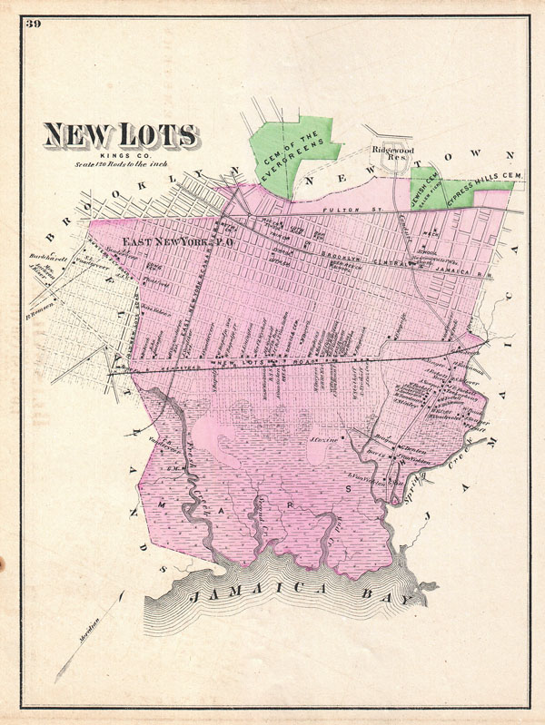 1873 Beers Map of New Lots, Brooklyn, New York City (East New York)
