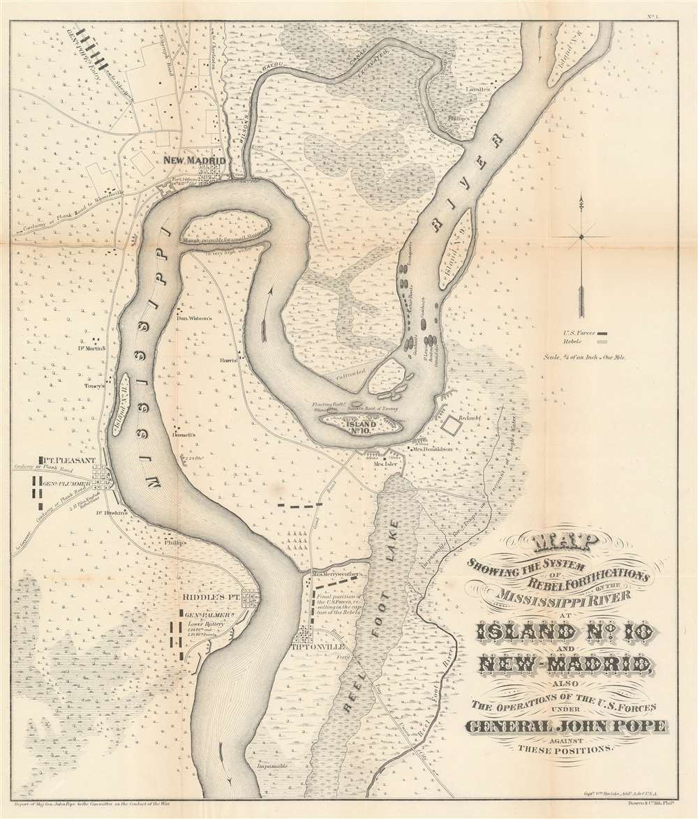 Map of Louisiana, Mississippi and Arkansas, 1862