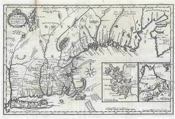 A New Plan of New England According to the Latest Observations 1720. - Main View