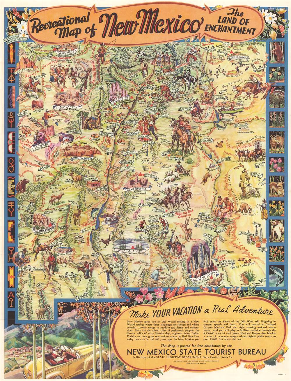 Recreational Map of New Mexico. The Land of Enchantment. - Main View