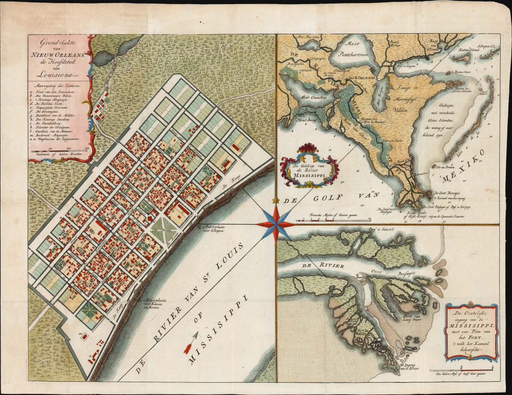 1769 Isaak Tirion Map of New Orleans