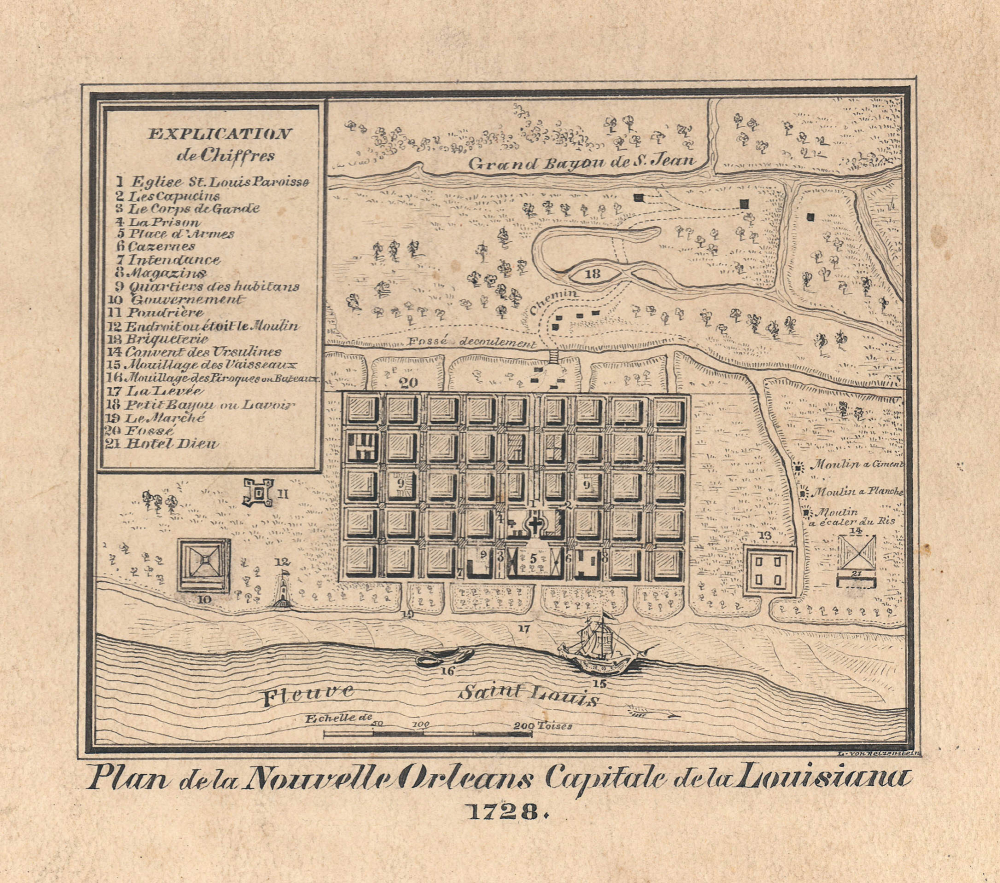 Plan de la Nouvelle Orleans Capitale de la Louisiana 1728. - Main View