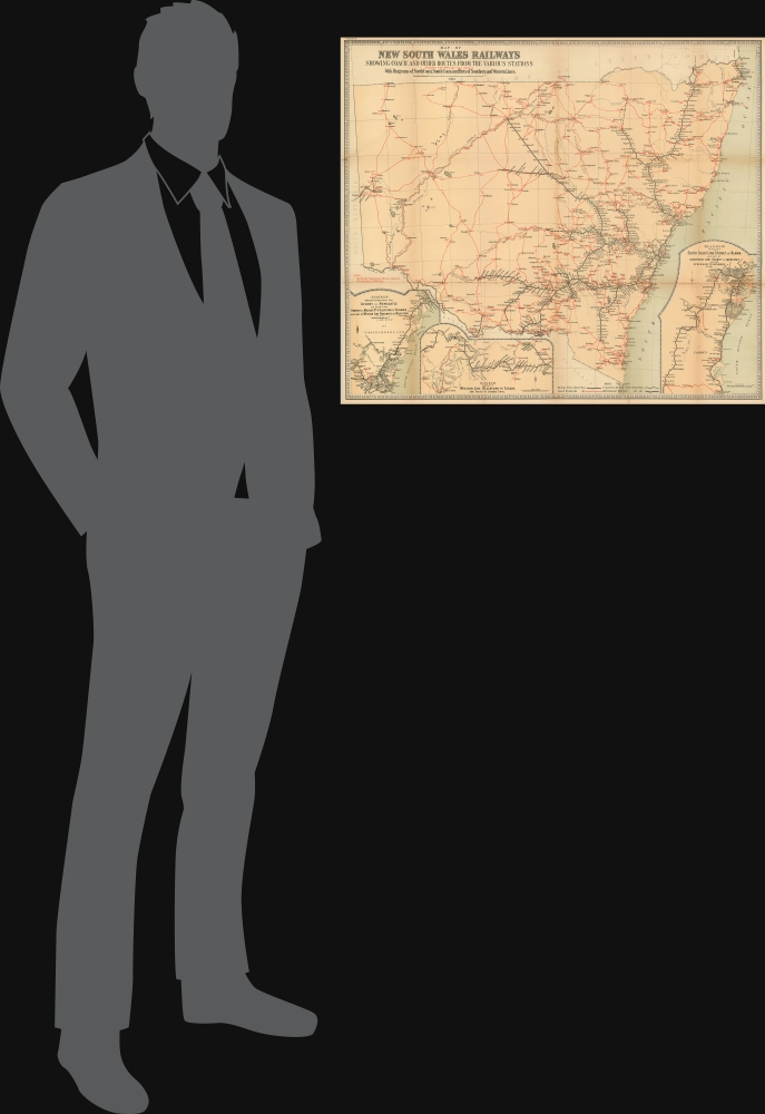 Map of New South Wales Railways Showing Coach and Other Routes From the Various Stations Together with Mileage from Sydney with Diagrams of North Coast, South Coast, and Part of Southern and Western Lines. - Alternate View 1