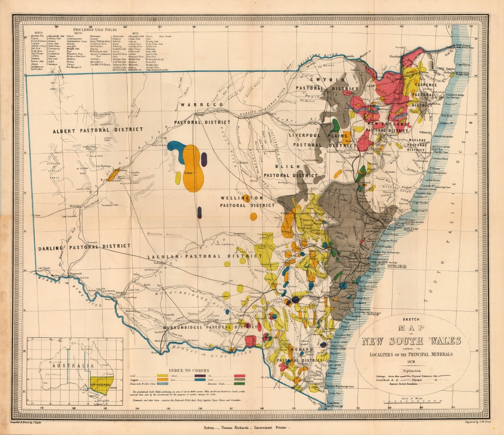 Sketch Map of New South Wales Showing the Localities of the Principal Minerals 1876. - Main View