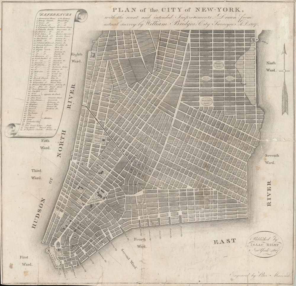 1807 Bridges and Maverick Map of New York City