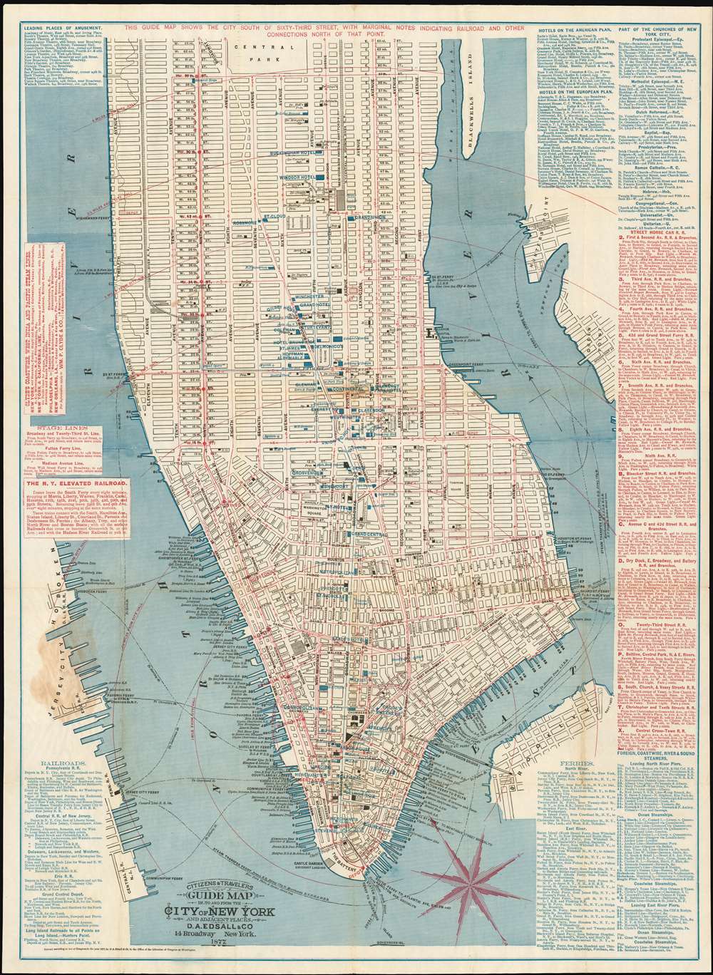 Citizens and Travelers Guide Map in, to and from the City of New York and Adjacent Places. - Main View