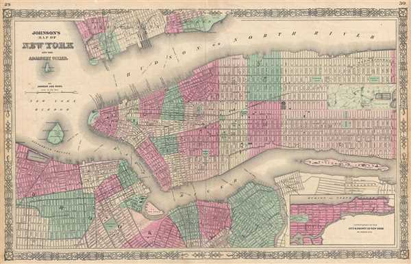 Johnson's Map of New York and the Adjacent Cities. - Main View