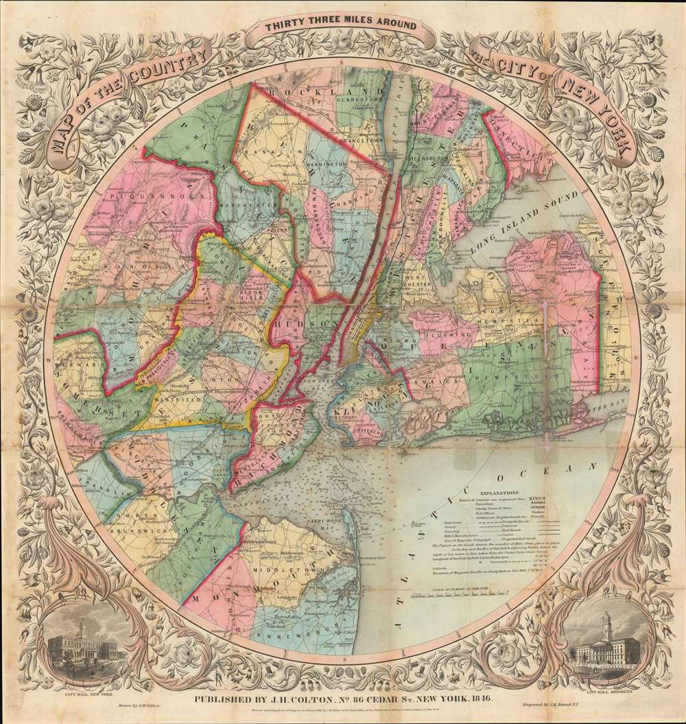 Map of The Country Thirty Three Miles Around The City of New York. - Main View