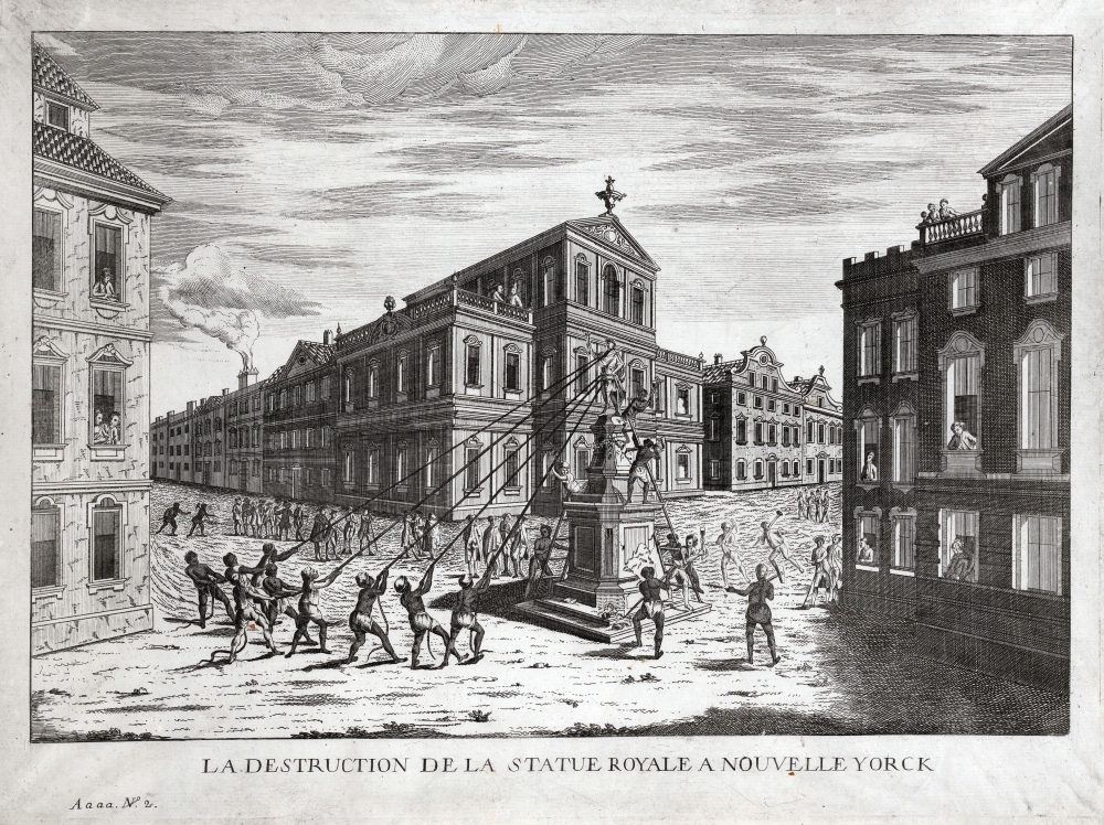 1776 Habermann View of the Destruction of the Royal Statue in New York