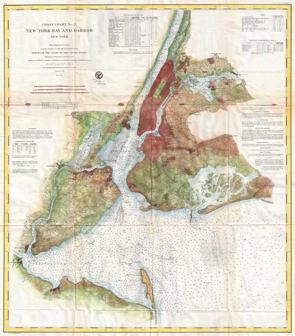 Coast Chart No. 21, New York Bay and Harbor, New York - Main View