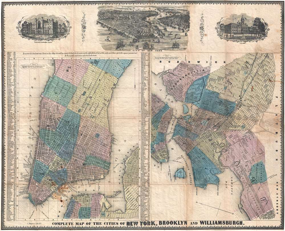 Complete Map of the Cities of New York, Brooklyn and Williamsburgh. - Main View