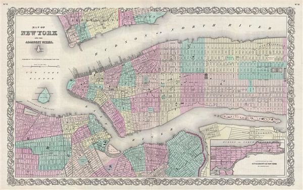 Map of New York and the Adjacent Cities. - Main View