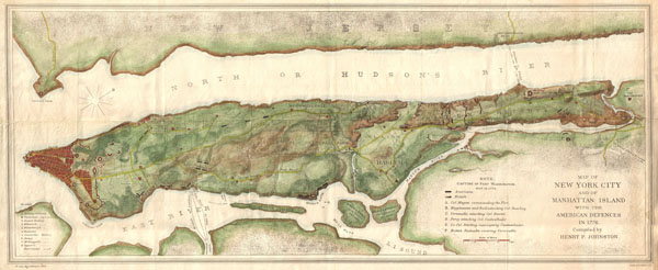 Map of New York City and of Manhattan Island with the American Defences  in 1776. - Main View