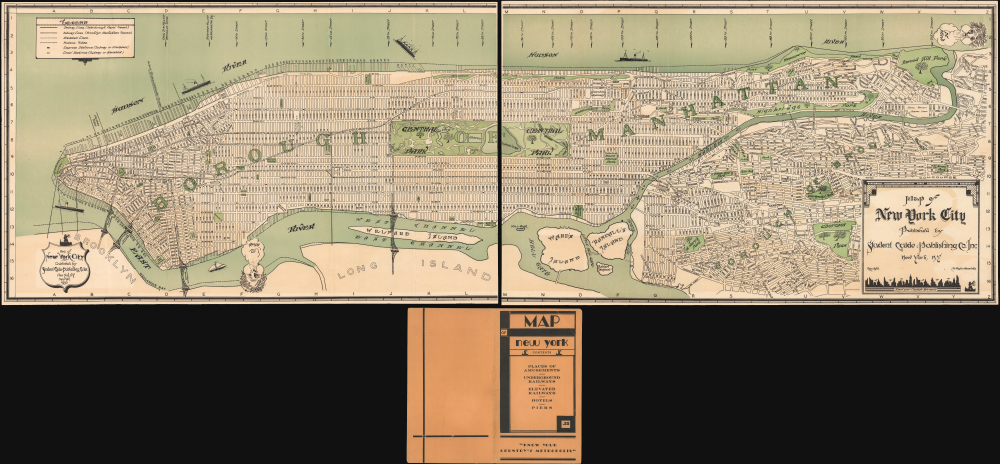 1930 Student Guide Publishing Map of New York City