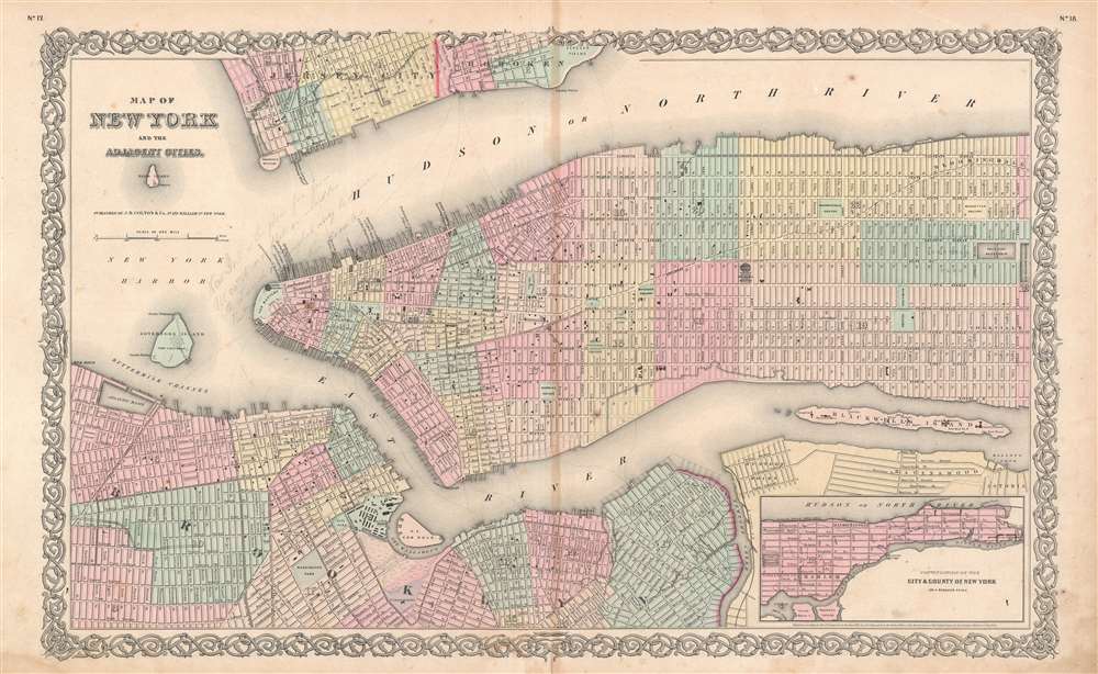 Map of New York and the Adjacent Cities. - Main View