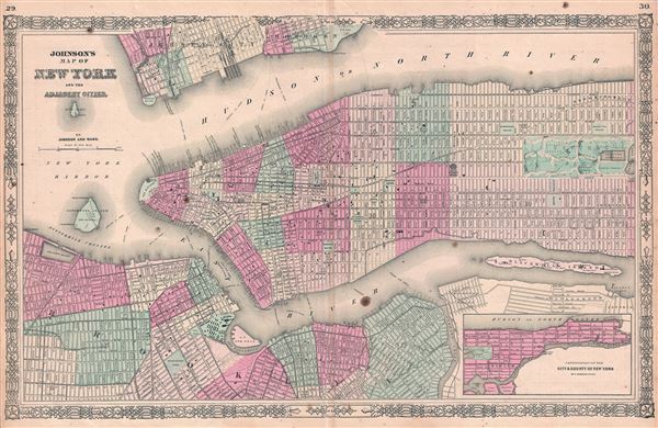 Johnson's Map of New York and the Adjacent Cities. - Main View