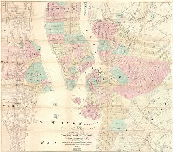 Map of the Five Cities of New York, Brooklyn, Jersey City, Hoboken & Hudson City. - Main View