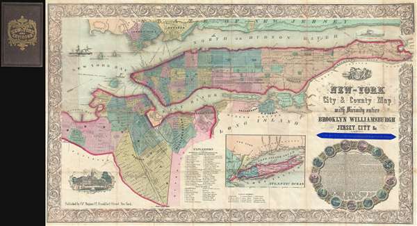 New-York City and County Map with Vicinity entire Brooklyn Williamsburgh Jersey City an c. in the 79th Year of Independence of the United States. - Main View