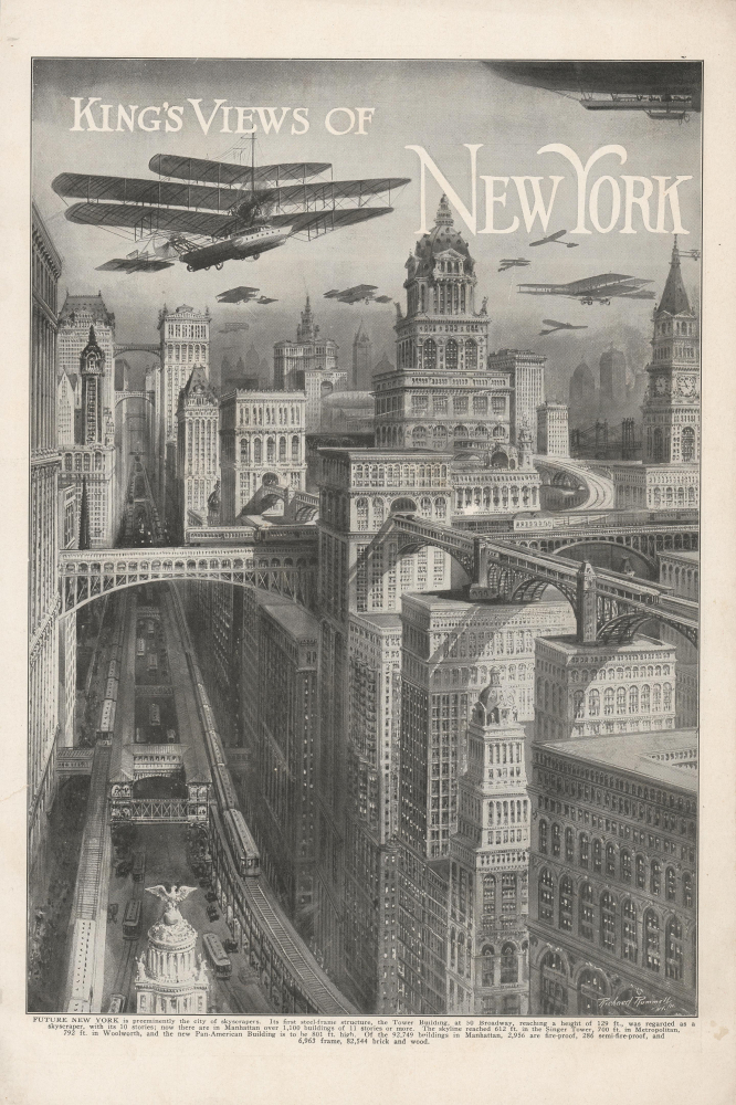 1911 Rummell Futuristic View of Manhattan, New York City