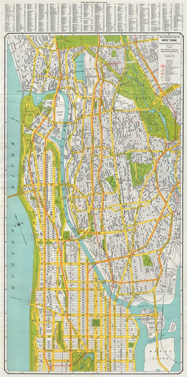 The Complete Map of New York Manhattan and Southwestern Bronx. - Main View