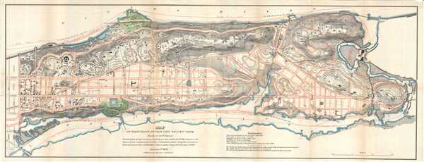 Map of that Part of the City of New York North of 155th Street Showing the progress made in laying out Streets, Roads, Public Squares, and Places, by the Commissioners of the Central Park, under Chap. 565 of Laws of 1865 and of new Pier and Bulkhead lines under Chap. 697 of Laws of 1867. - Main View