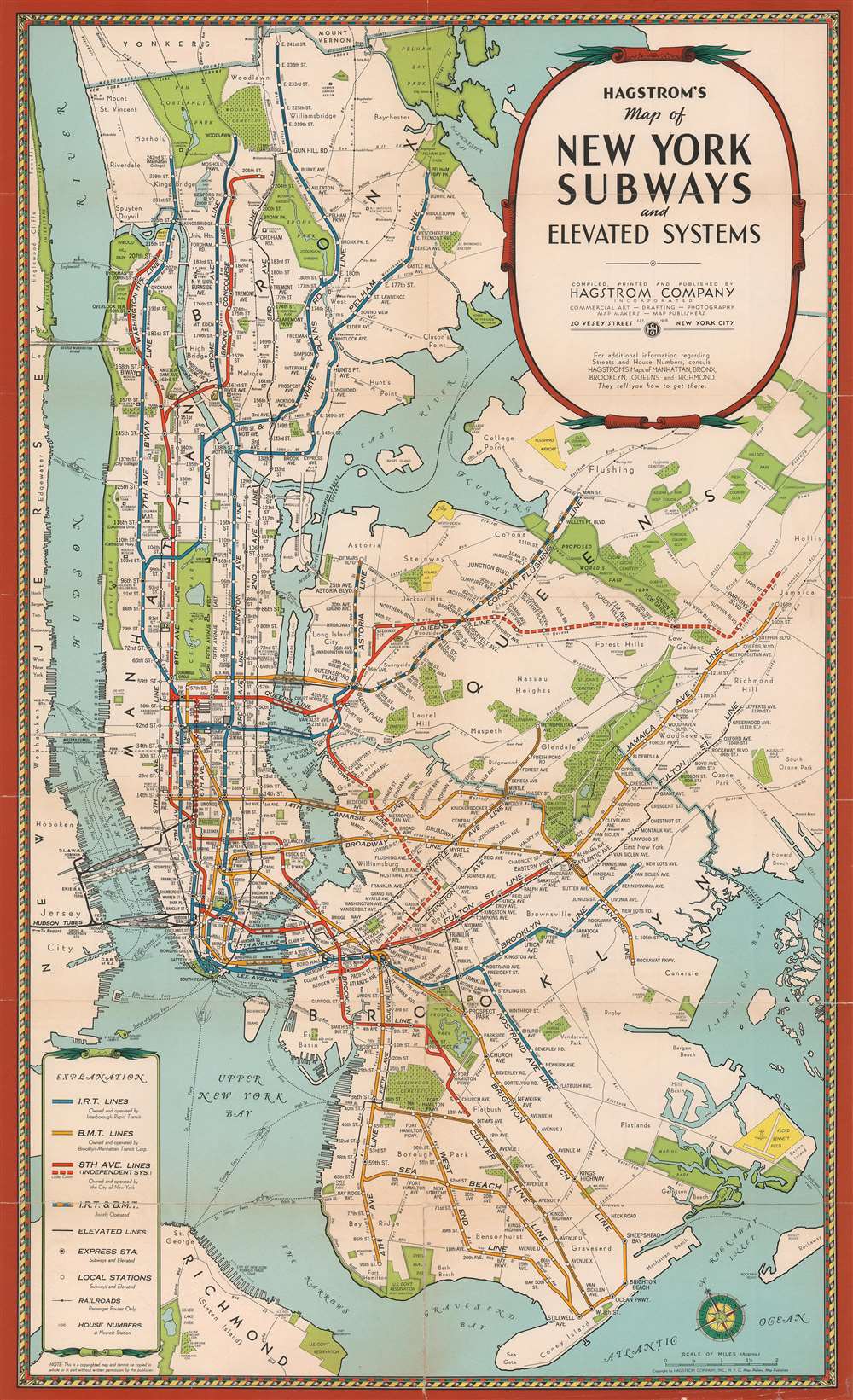 Hagstrom's Map of New York Subways and elevatd Systems. - Main View