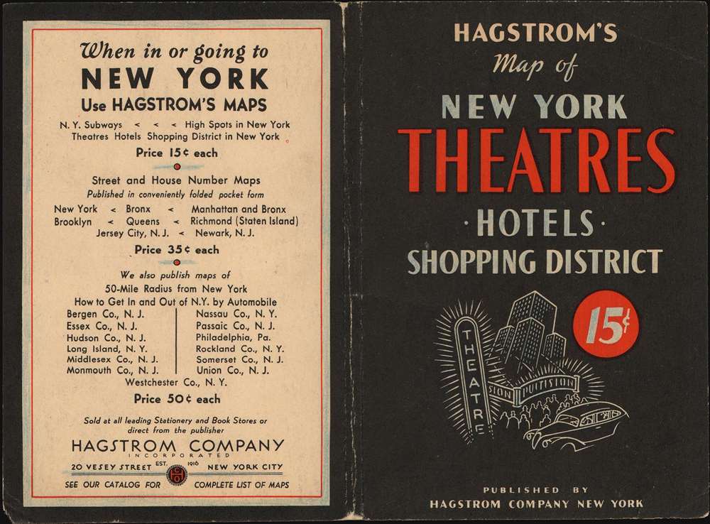 Hagstrom's Map of New York Theatres, Hotels, Shopping District. - Alternate View 1