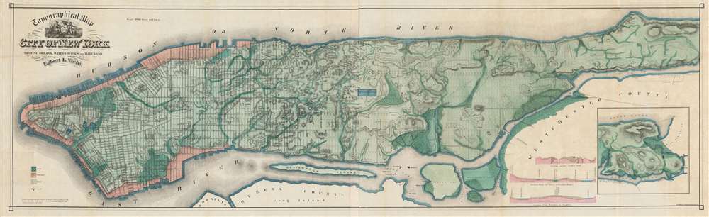 Topographical Map of the City of New York showing original water courses and made land. - Main View