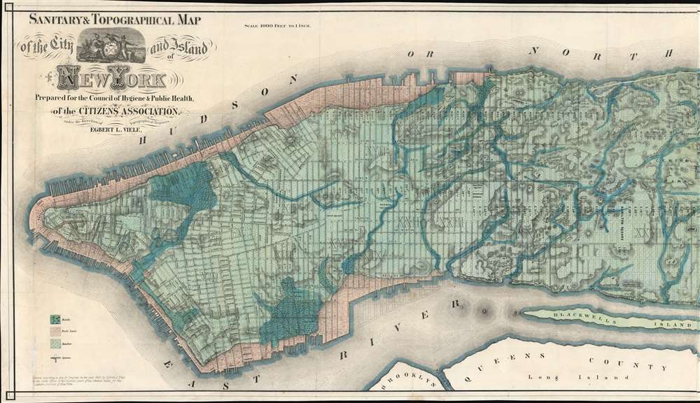Sanitary and Topographical Map of the City and Island of New York Prepared for the Council of Hygiene and Public Health, of the Citizens Association. - Alternate View 1