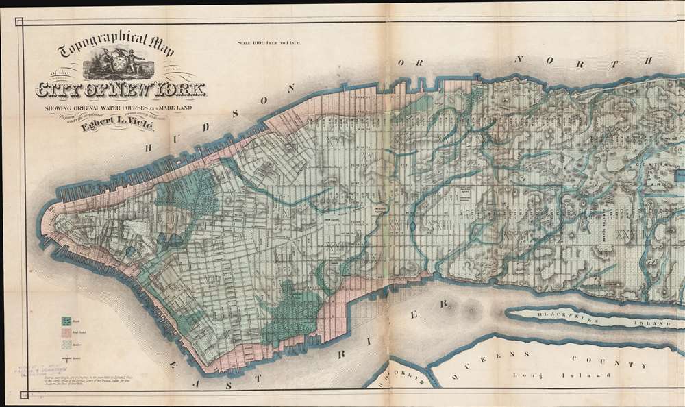 Topographical Map of the City of New York Showing Original Water Courses and Made Land. - Alternate View 2