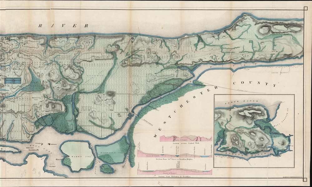 Topographical Map of the City of New York Showing Original Water Courses and Made Land. - Alternate View 3